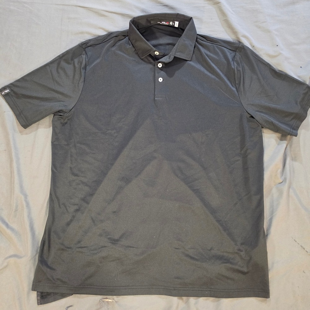 RLX Ralph Lauren Mens XL Black Short Sleeve Golf Polo Shirt Recycled Stretch